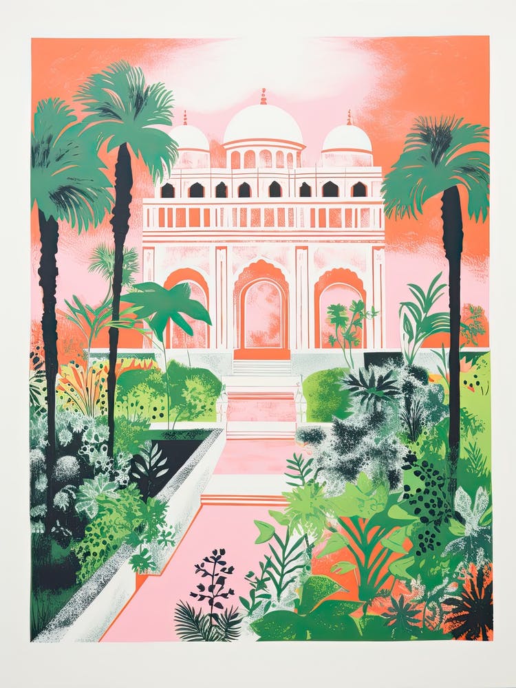 Shalimar Bagh Gardens Abstract Riso Style 1
