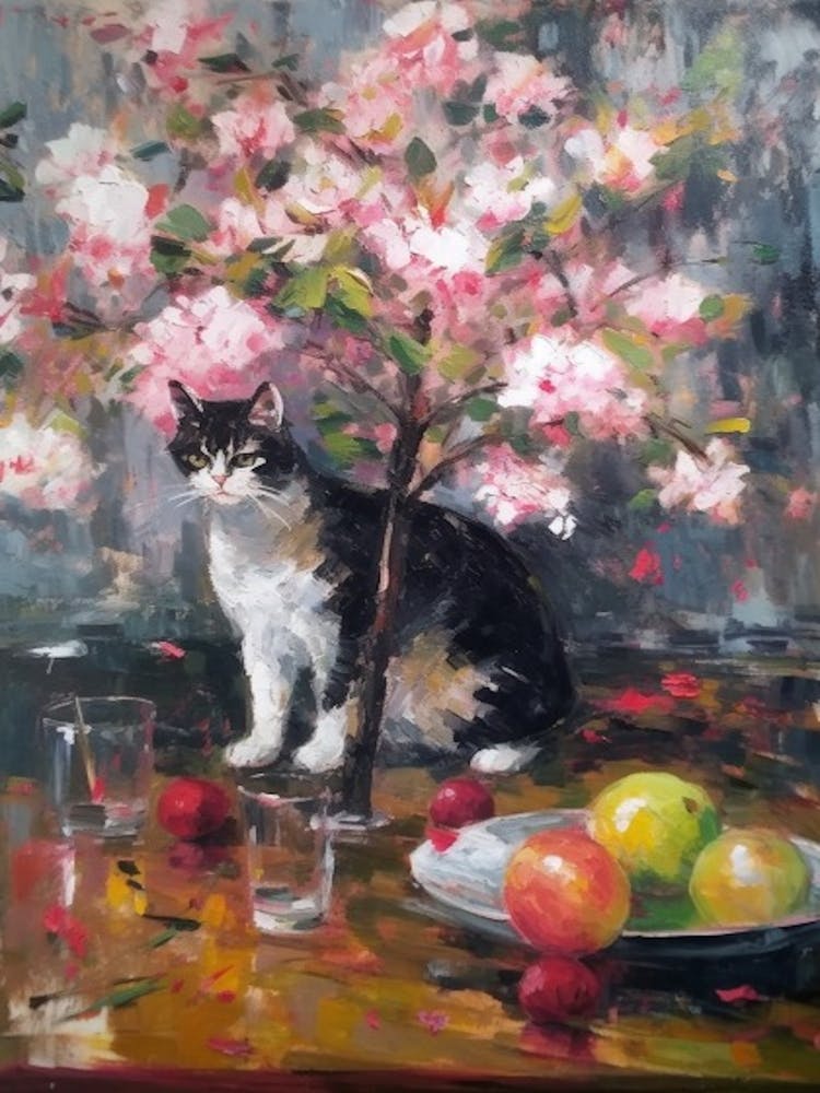 Apple Blossom With A Cat 2