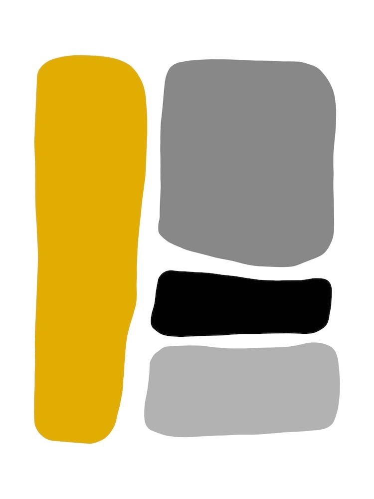 Abstract Hobbled Stones Mustard And Black Four