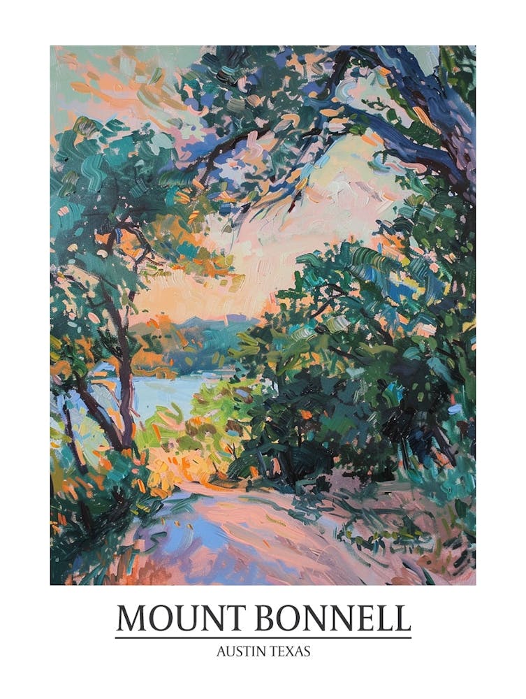Mount Bonnell Austin Texas Oil Painting 2 Poster