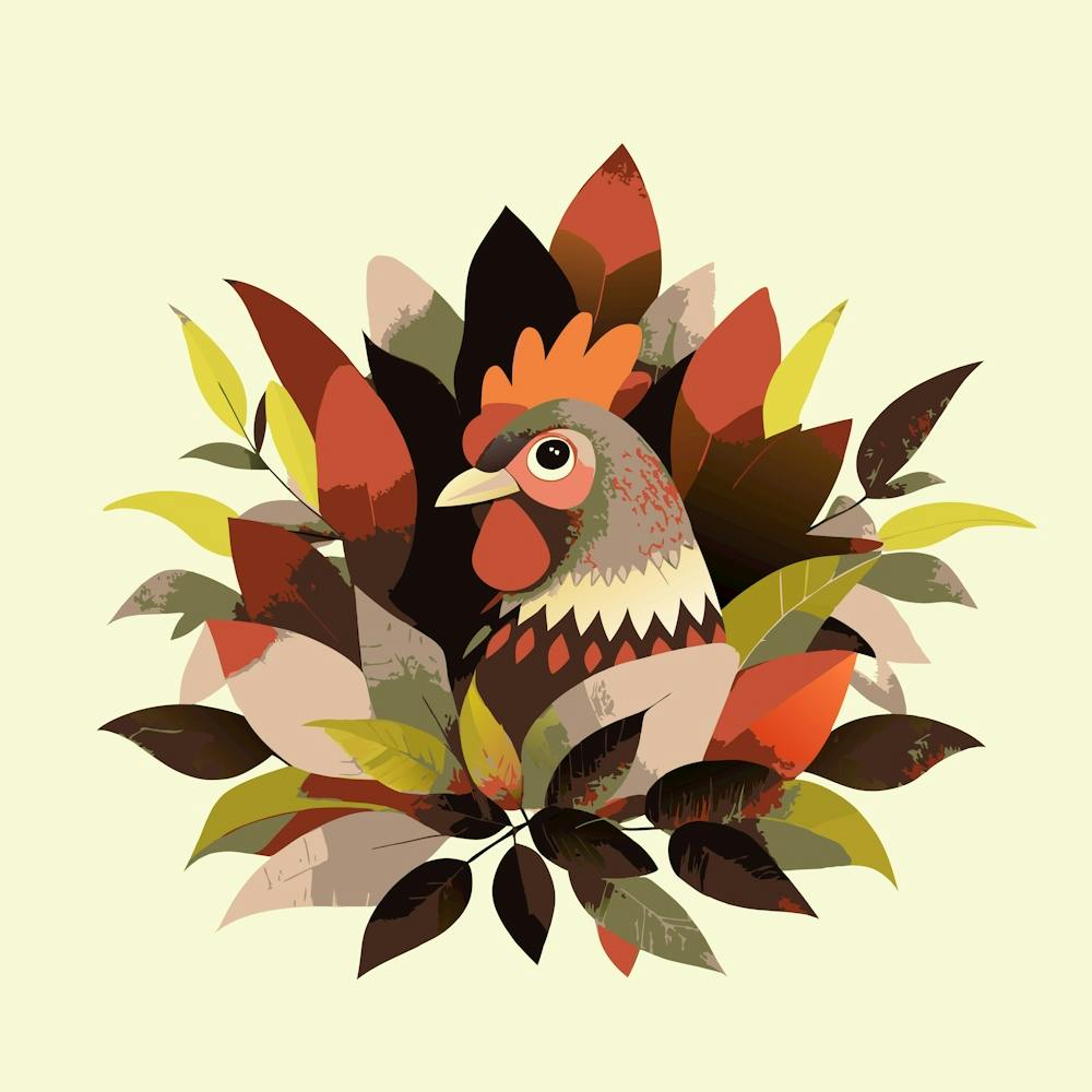 Chicken Hiding In The Bushes