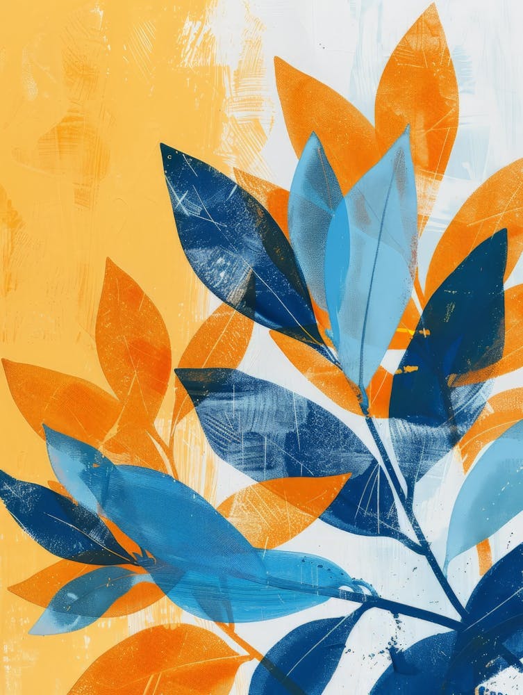 Blue And Orange Leaves 2