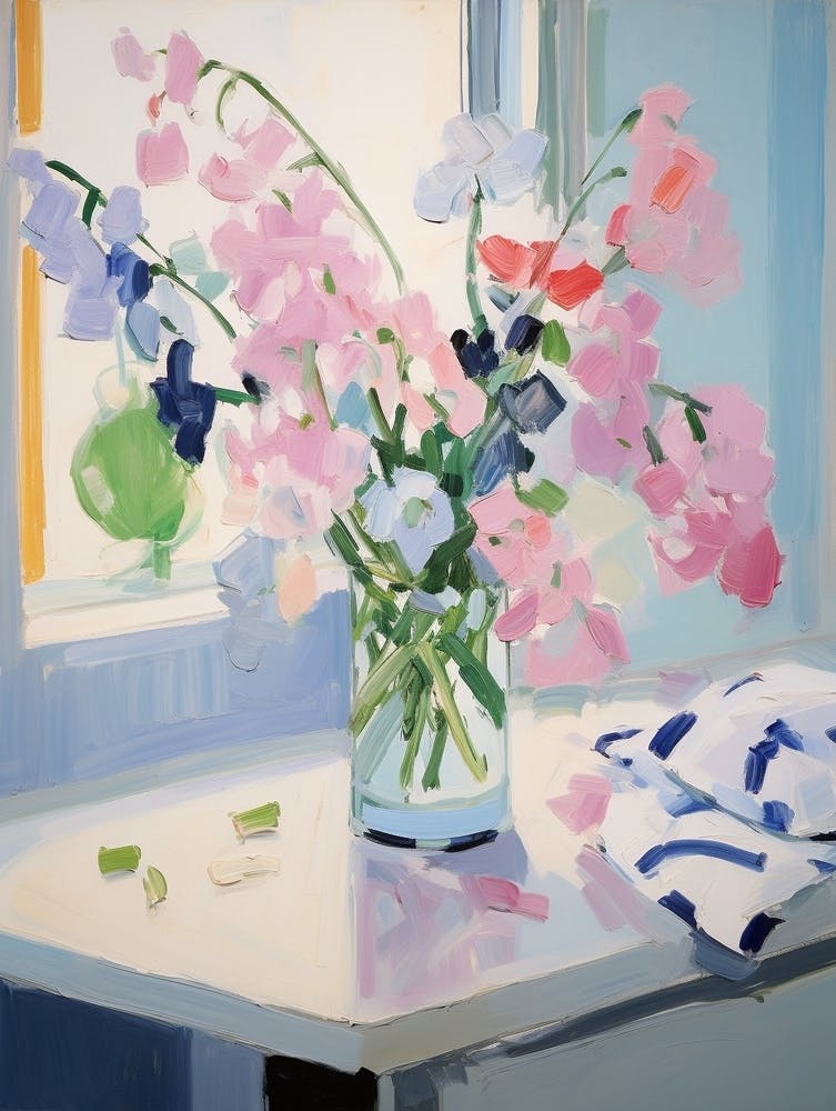 A Vase With Sweet Pea, Flower Bouquet 3