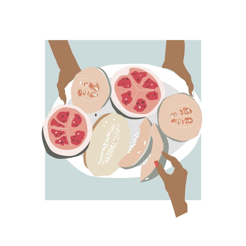 Summer Greece Holiday Cutout Melons  Square