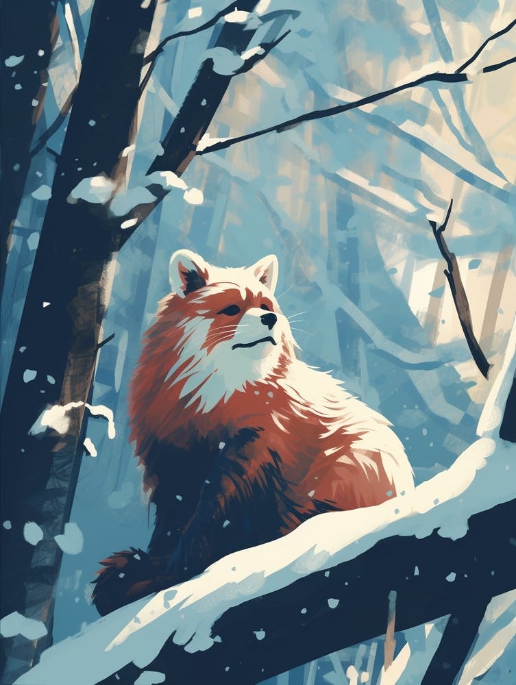 Winter Red Panda 3 Illustration