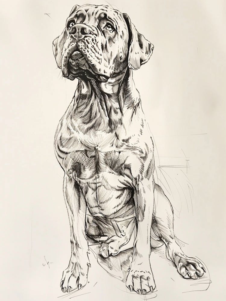 Mastiff Dog Line Sketch 2