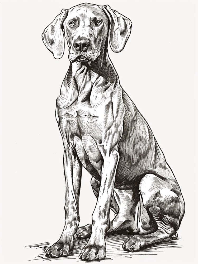 Weimaraner Dog Line Sketch 3