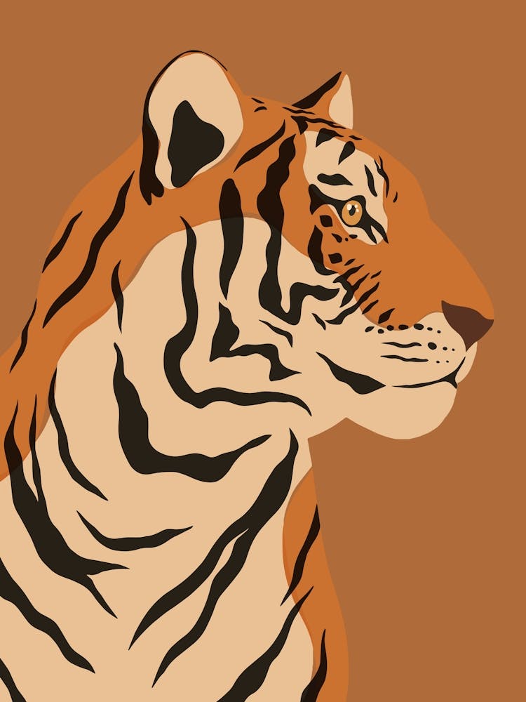Jungle Safari Tiger on Brown