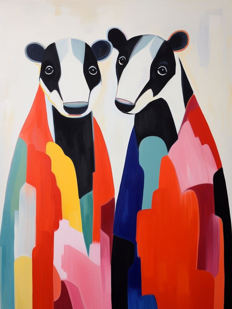 Colourful Kids Animal Art Badger 1