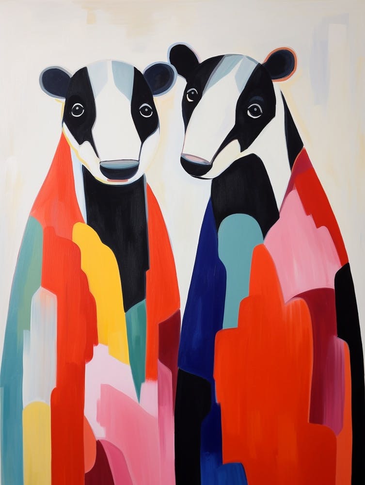 Colourful Kids Animal Art Badger 1