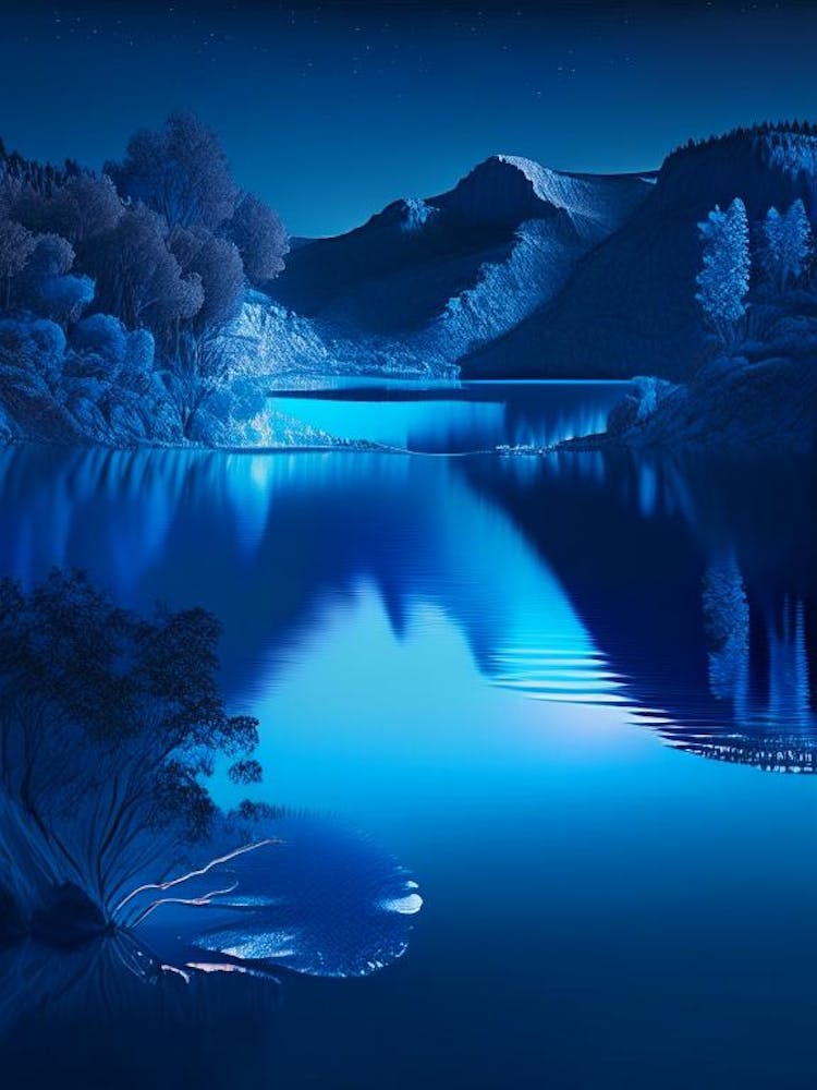 Blue Lake, Landscapes, Waterscape Holographic 1