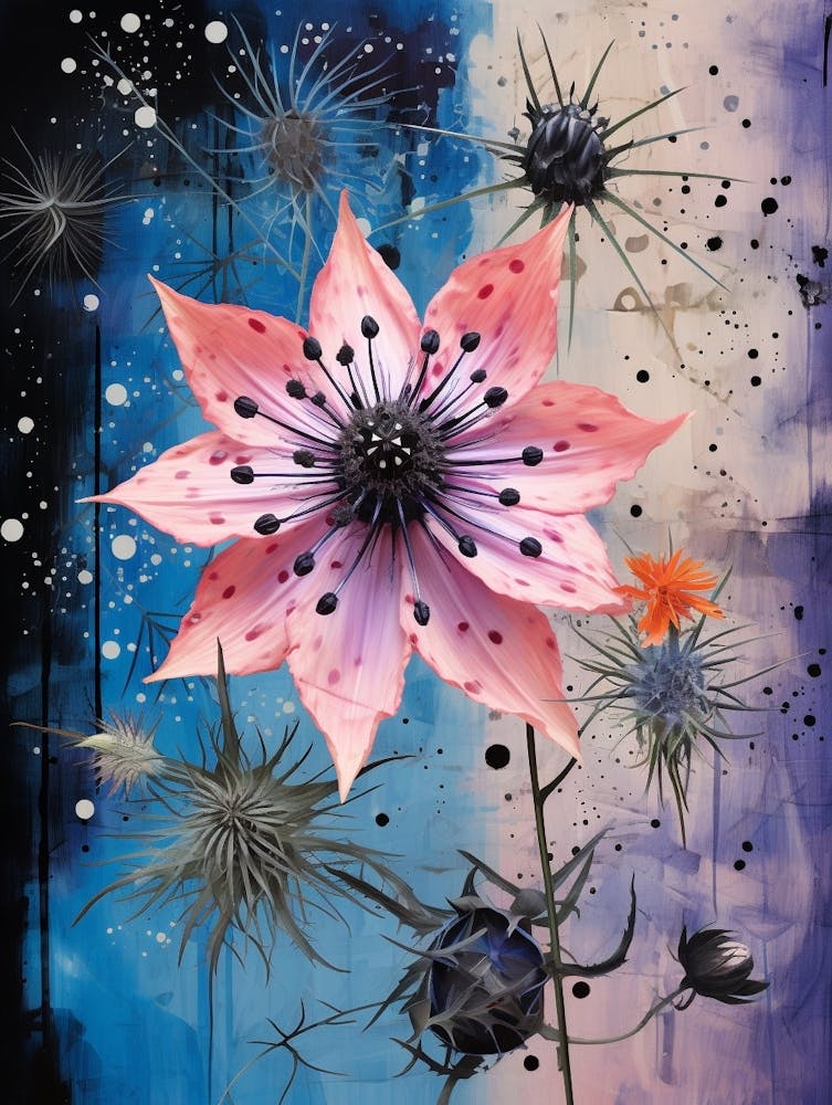 Surreal Florals Love In A Mist Nigella 3 Flower Painting