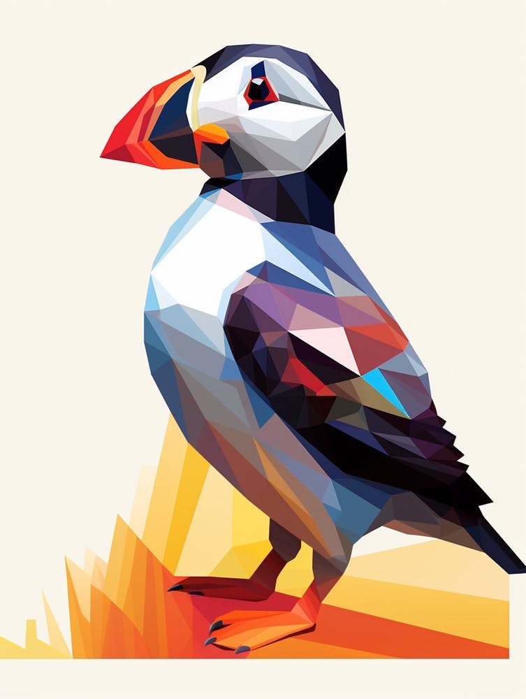 Colourful Geometric Bird Puffin 3