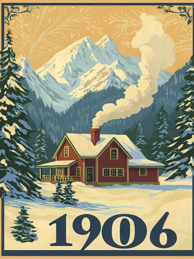 Aihrgdesign A Vintage Travel Poster Of A Cozy Mountain Lodge 2