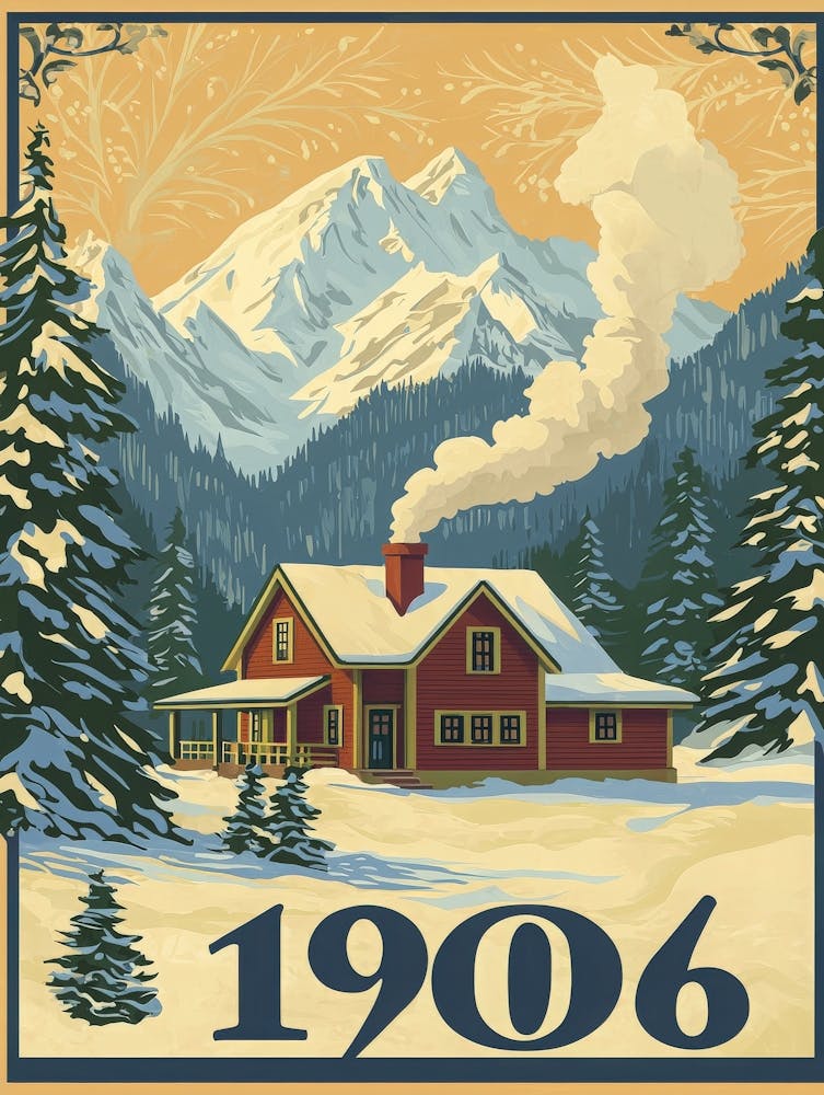 Aihrgdesign A Vintage Travel Poster Of A Cozy Mountain Lodge 2