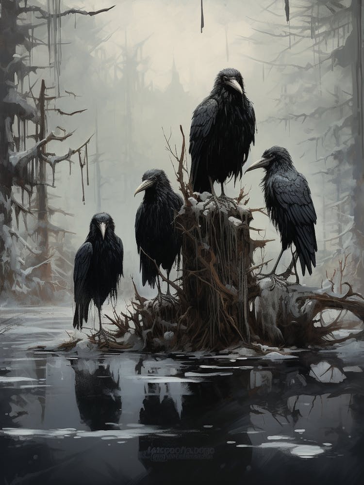 Birds In A Winter Landscape  1