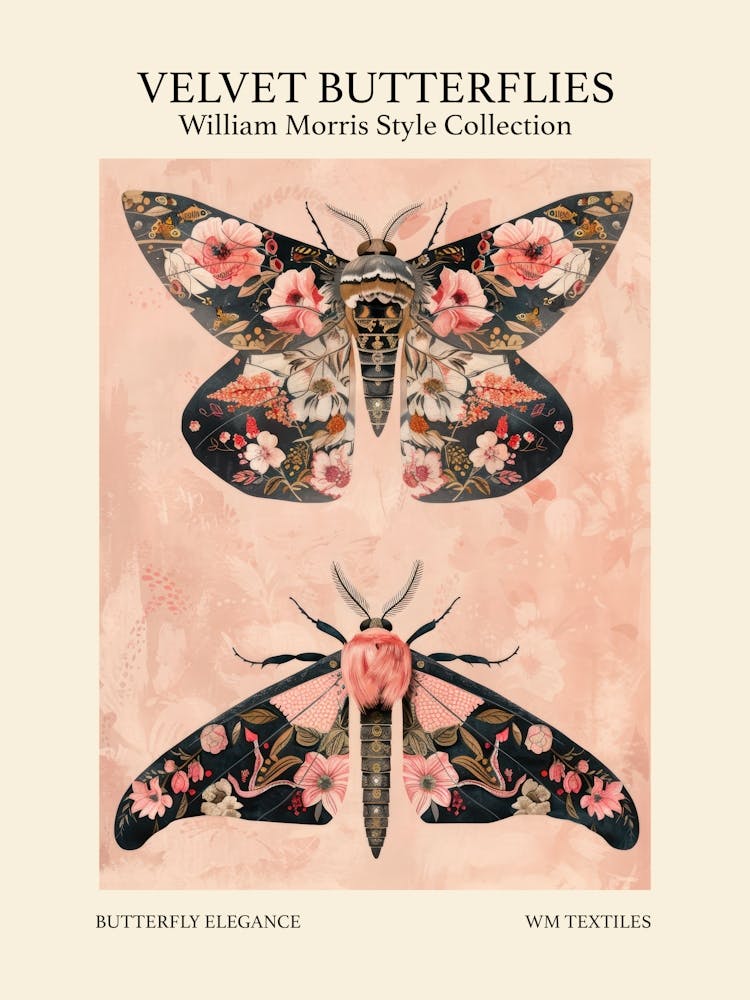 Velvet Butterflies Collection Butterfly Elegance William Morris Style 5