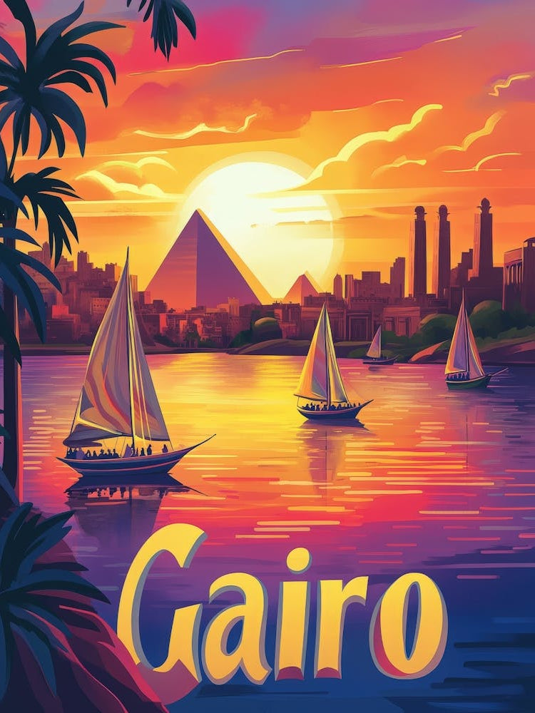Aihrgdesign A 1970s Inspired Travel Poster For Cairo 4
