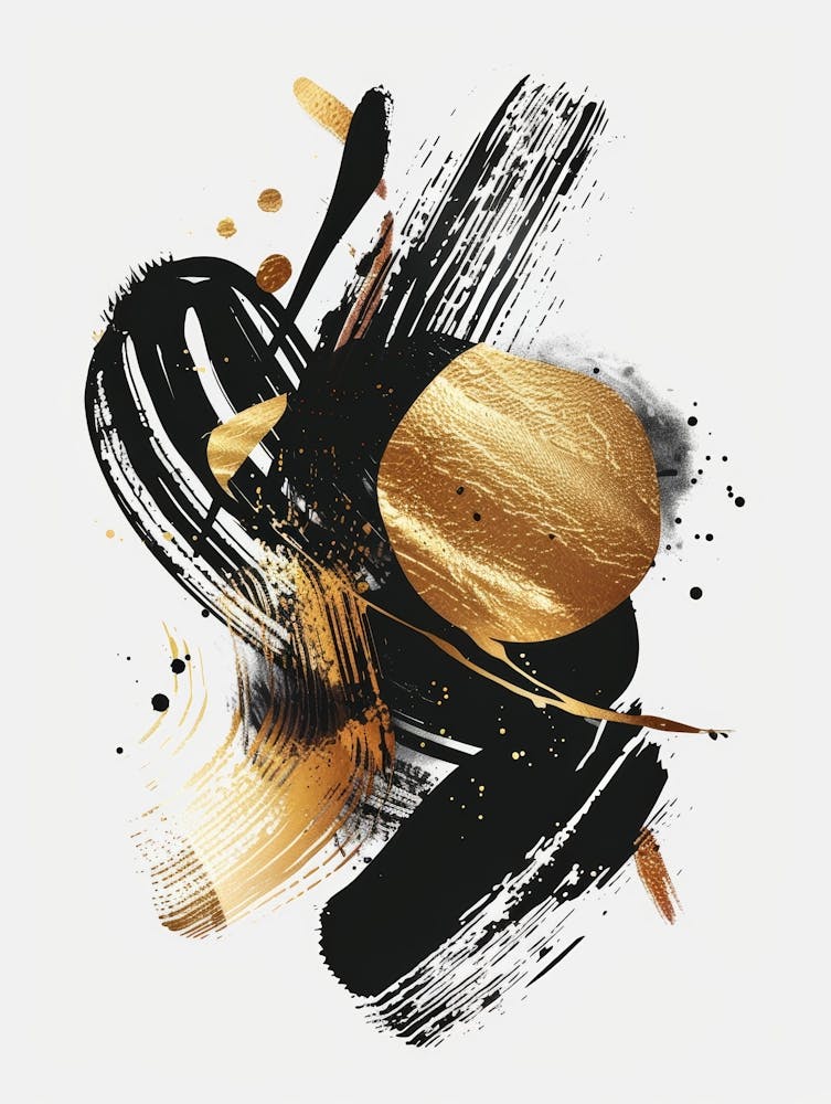 Abstract Black Gold Painting 4