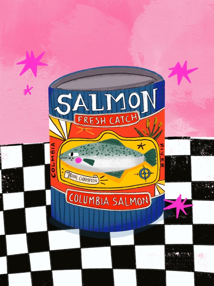 Vintage Salmon Tin Ocean Sea Food