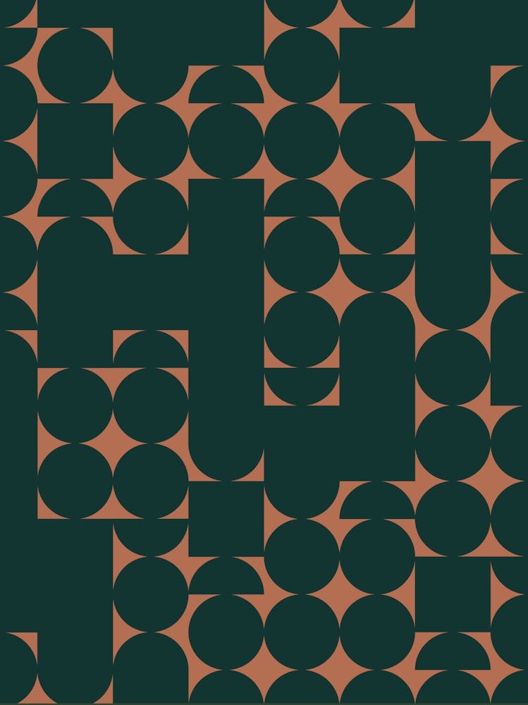 Geometric Dark Green and Terracotta