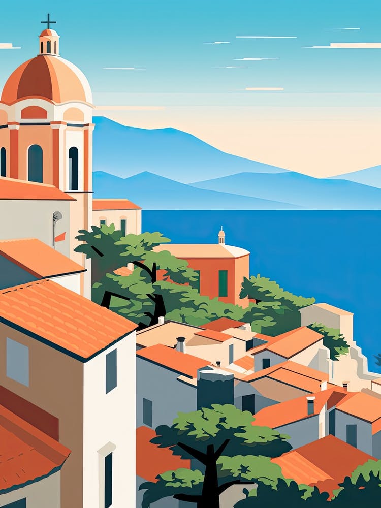 Amalfi Coast, Italy, Bold Outlines 4