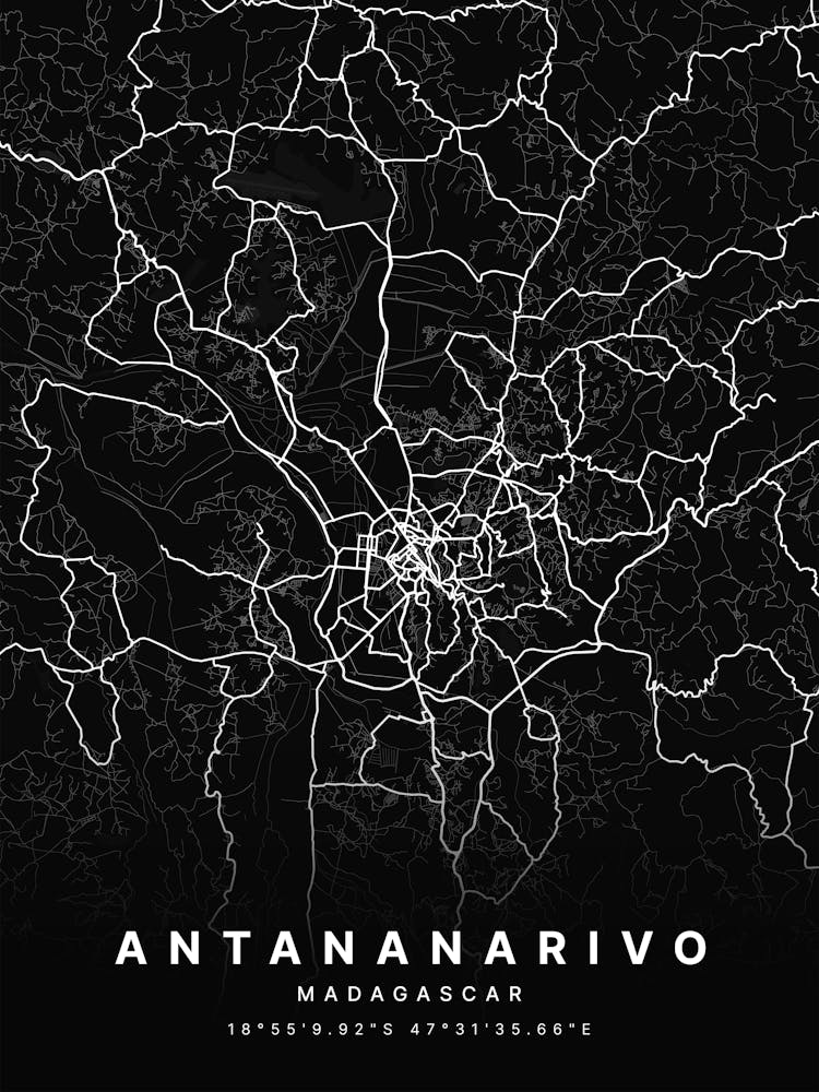 Antananarivo Madagascar Black Map