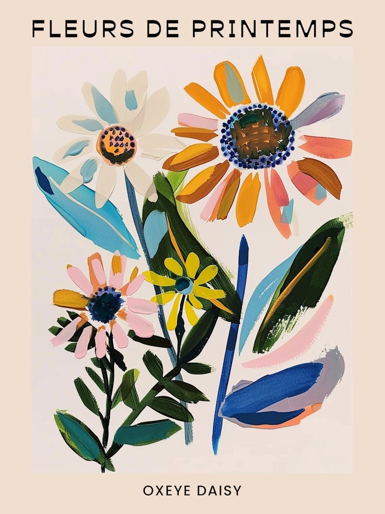Spring Floral French Poster  Oxeye Daisy 2