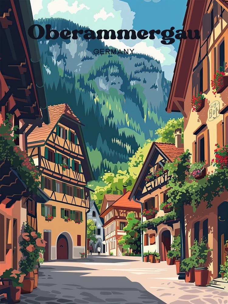 Oberammergau Bavaria Germany Digital Travel Art