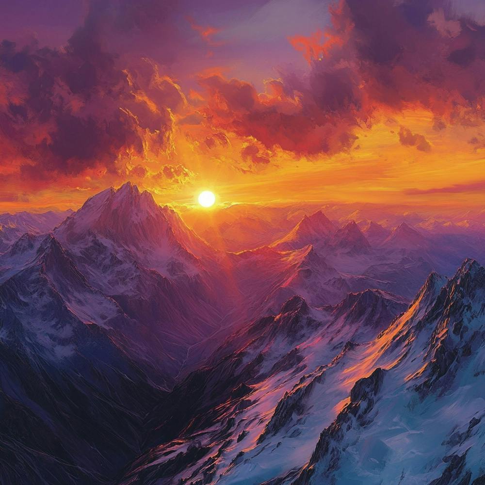 Dynamic Mountain Sunset Landscape 9