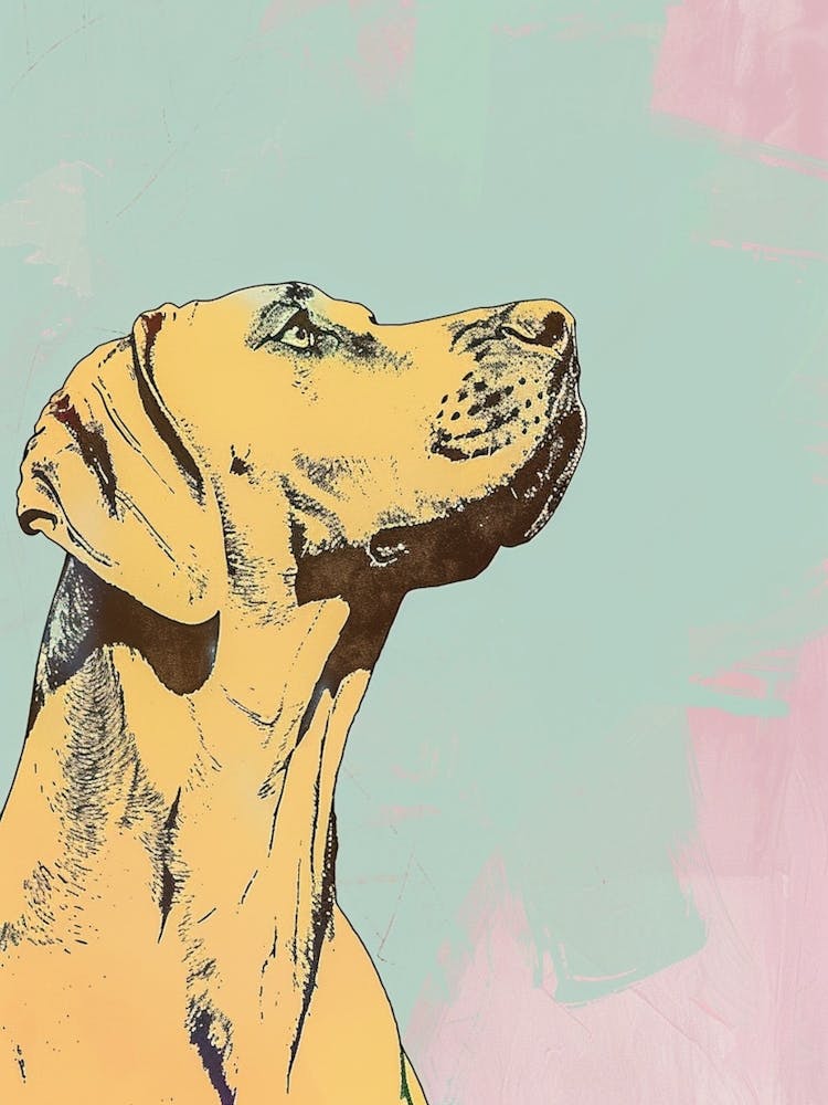 Rhodesian Ridgeback Pastel Line Watercolour Illustration 1