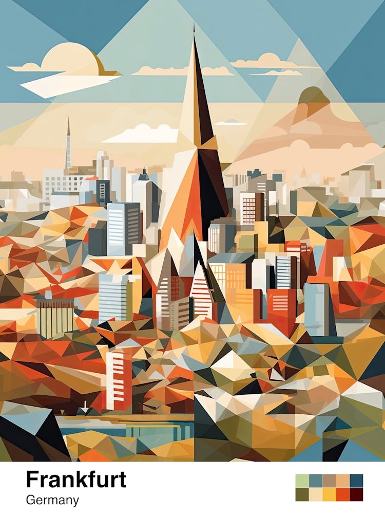 Frankfurt, Germany, Geometric Illustration 1 Poster