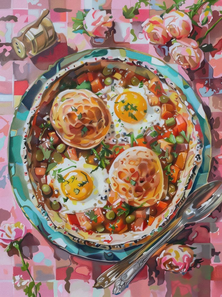 Pink Breakfast Food Shakshuka 2