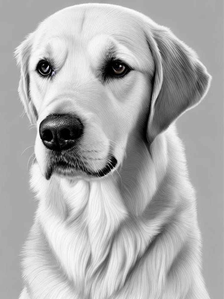 Golden Retriever B&W Pencil Dog