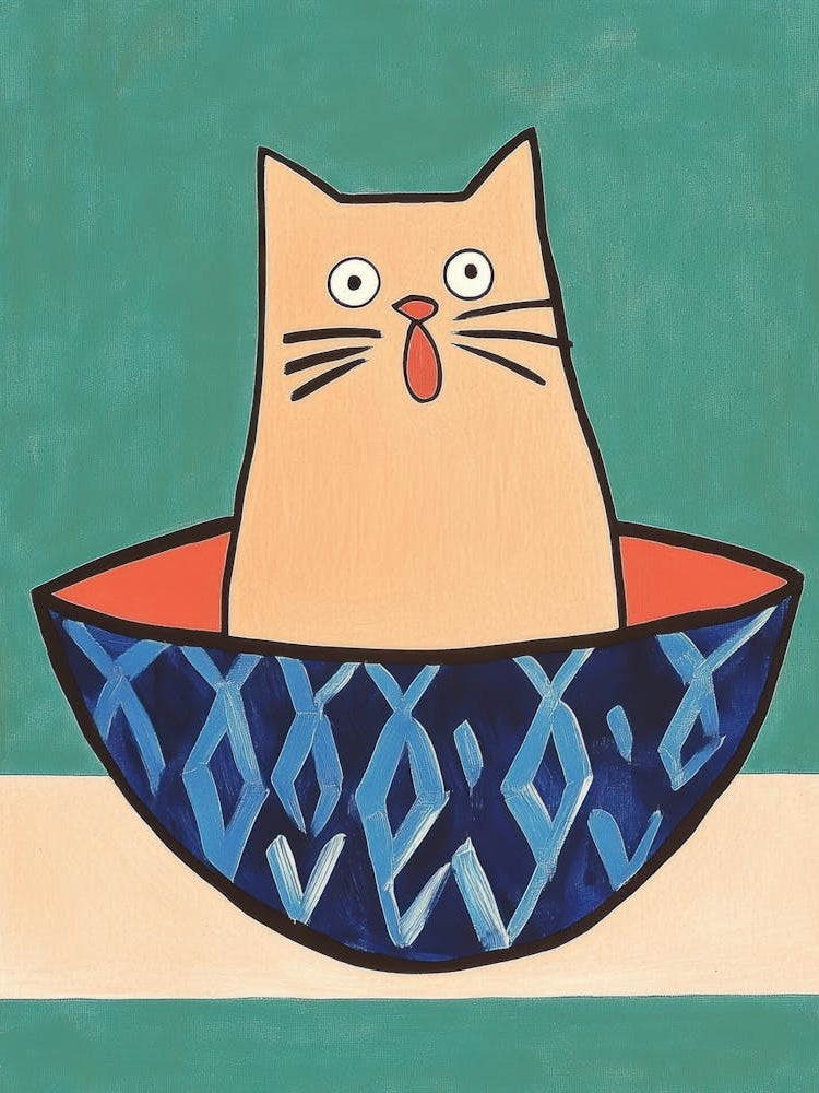 Cat In A Bowl 1