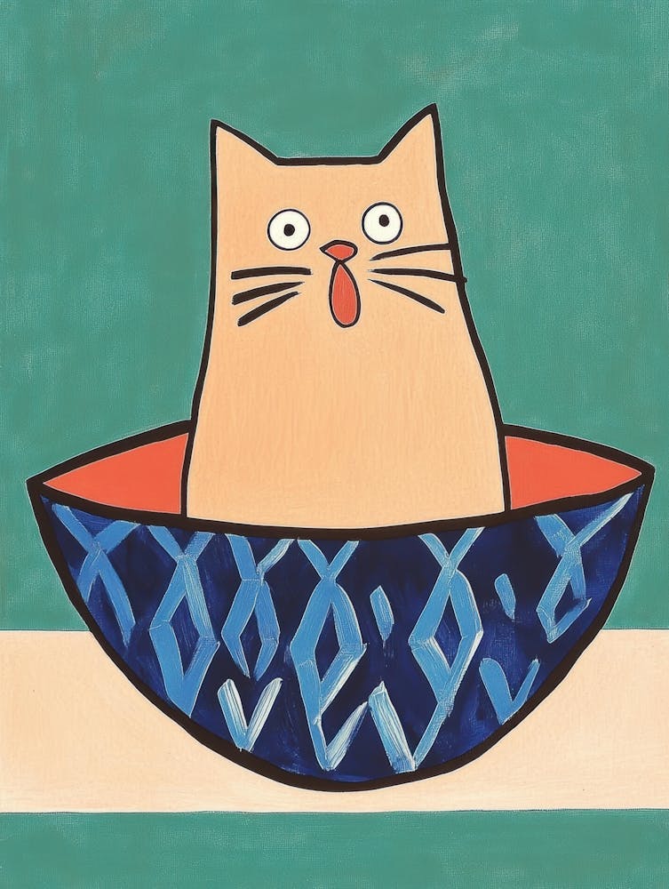 Cat In A Bowl 1