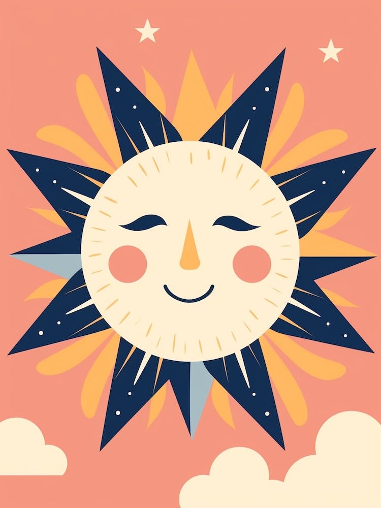 Cute Pastel Sun Digital Illustration   3