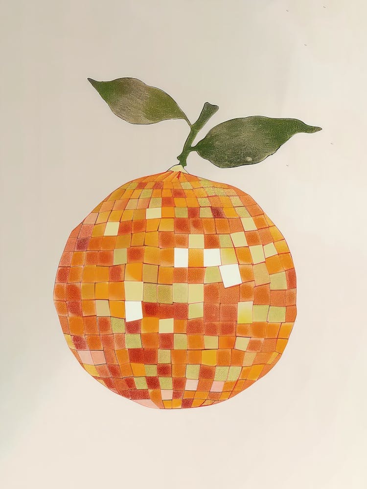 Disco Ball Orange Disco Poster Trendy Aesthetic Food Kitchen