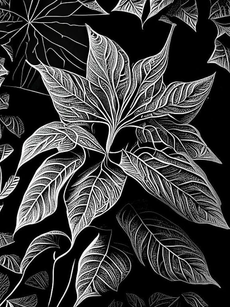 Poinsettia Leaf Linocut 1
