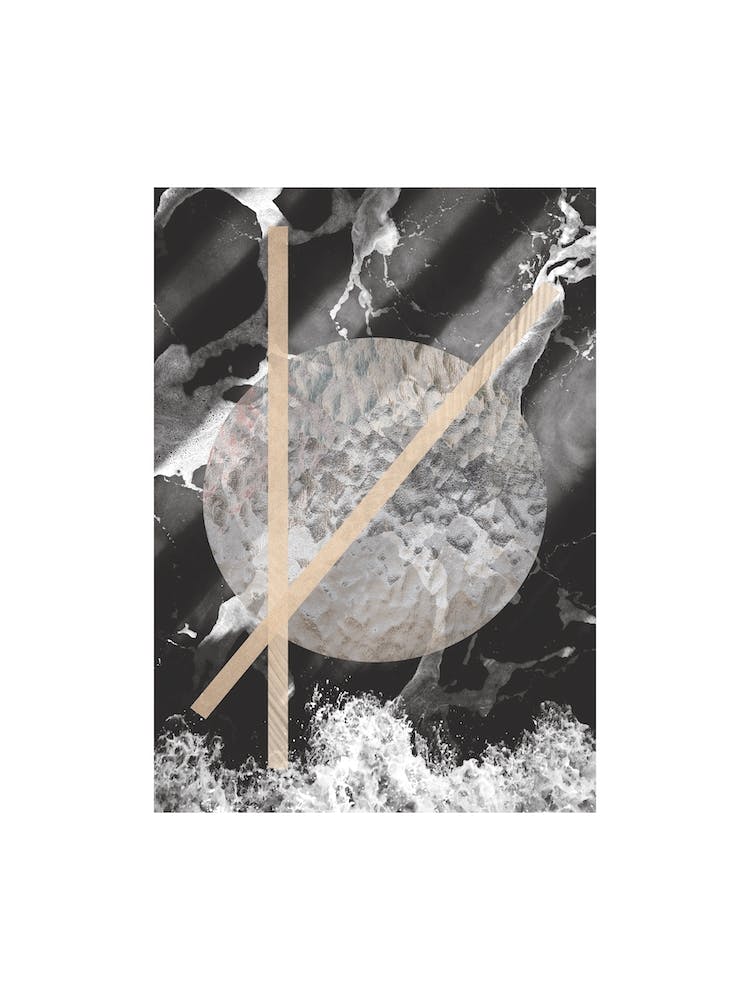 Rectangle Sand Glass & Black Marble Circle Abstract