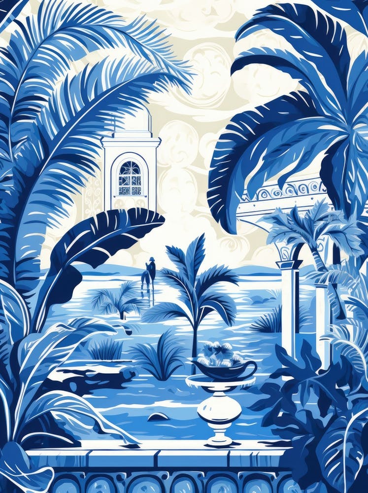 Blue And White Tile Mural 1