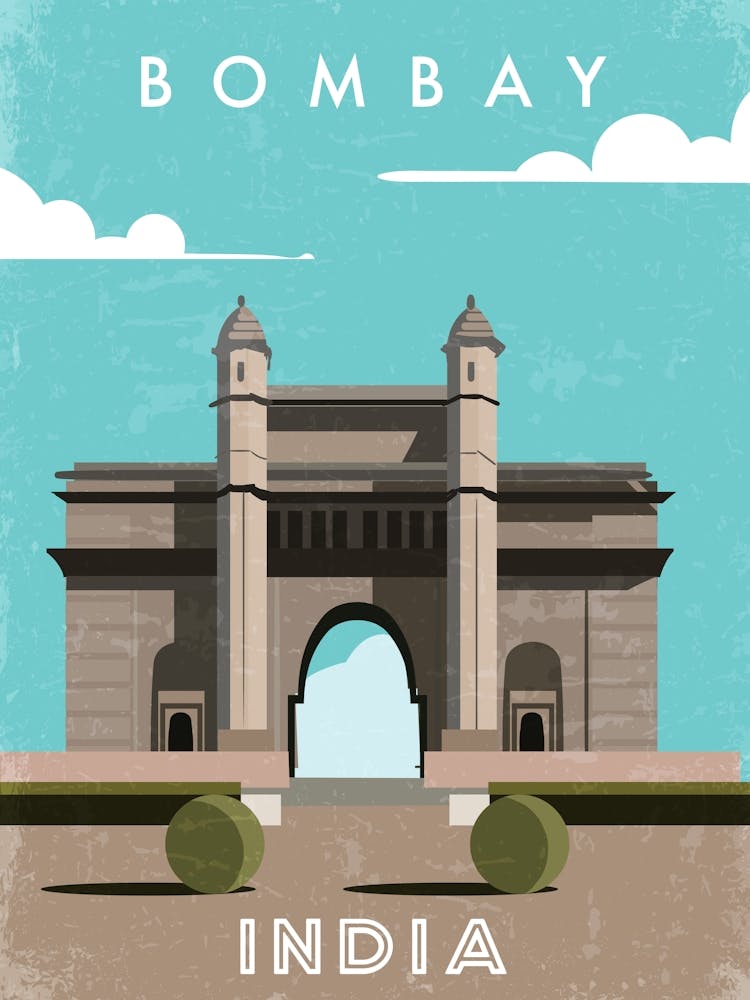 Bombay, India — Retro travel minimalist poster