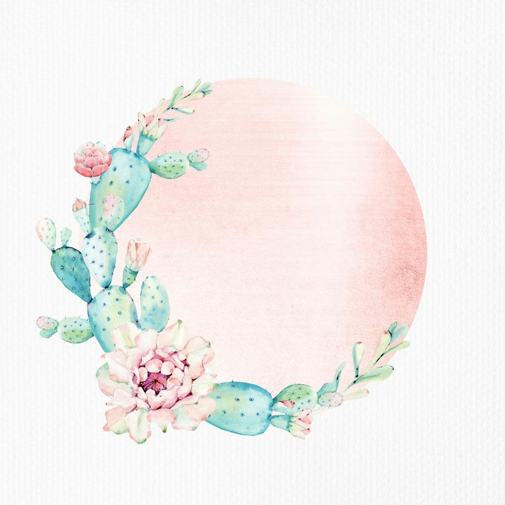 Watercolor Cactus Boho Rose Gold Sunset