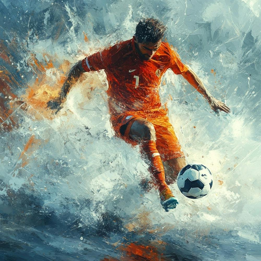 Soccer Player Kicking The Ball Art