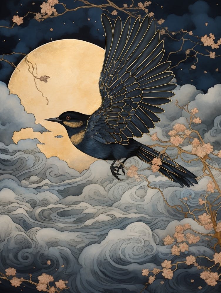 Bluebird Gold Detail Painting