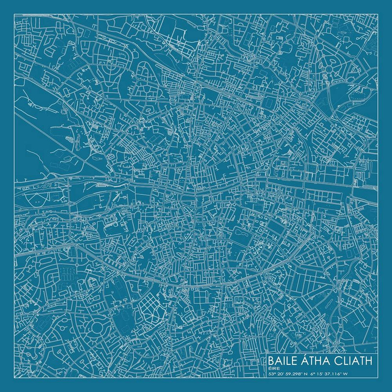 Baile Átha Cliath Eire city map blueprint design