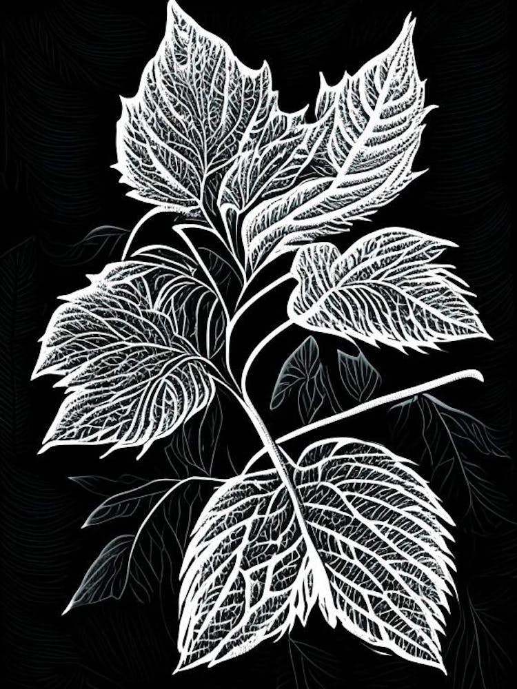 Lemon Balm Leaf Linocut 2