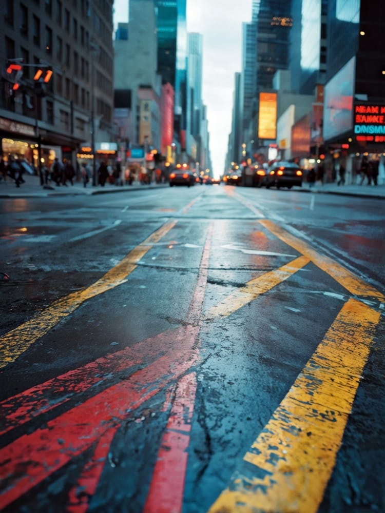 Chalk Drawn Directional Arrows And Associated Marks Vibrant Hues Clashing On The Rough Asphalt Str (2)