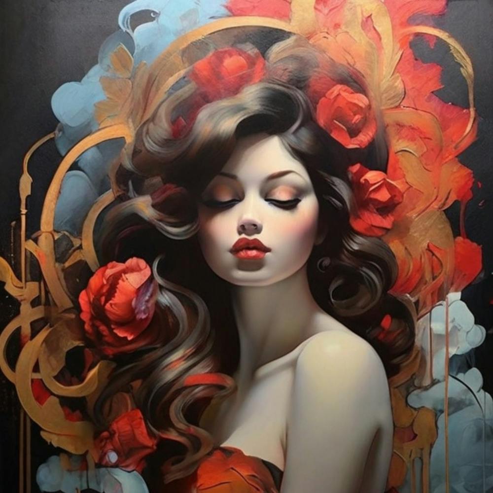Woman With Red Roses