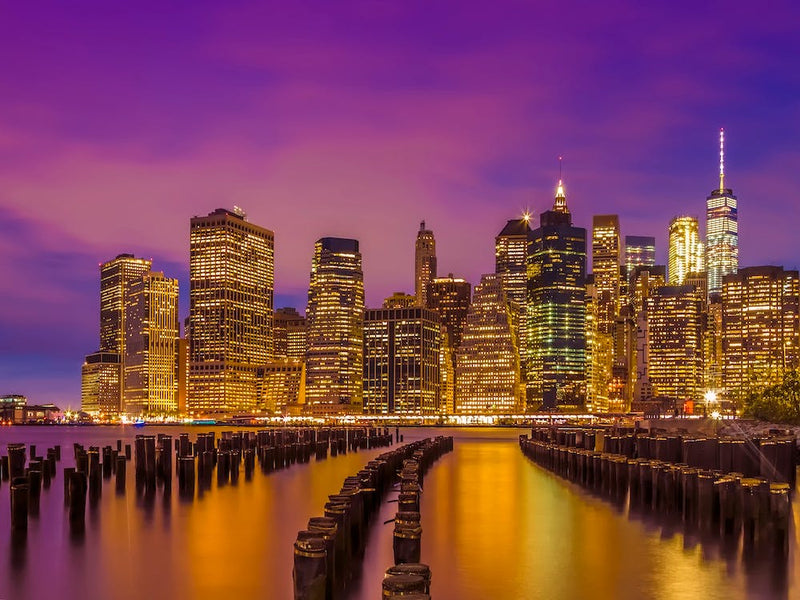 Manhattan Skyline Bright Sunset